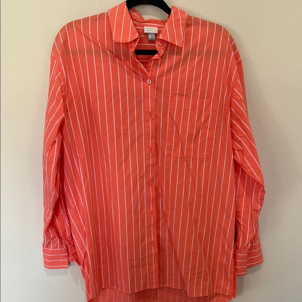 Oversized Striped Coral Shirt